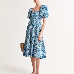A&F Emerson Poplin Puff Sleeve Midi Dress